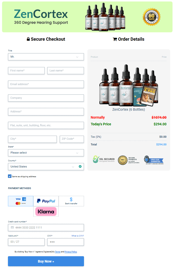 Audifort order page